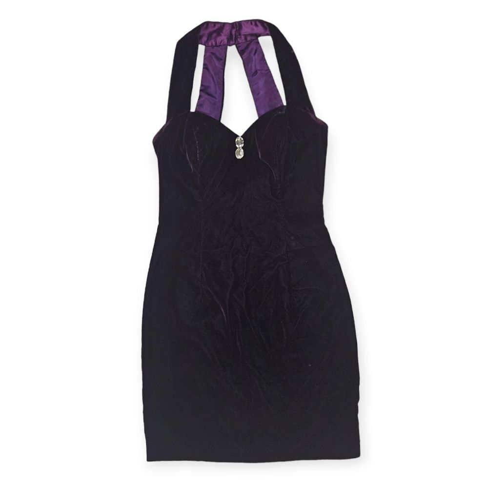 Gunne Sax Jessica McClintock Vintage Purple Velvet Midi Dress Women's Size 9/10‎